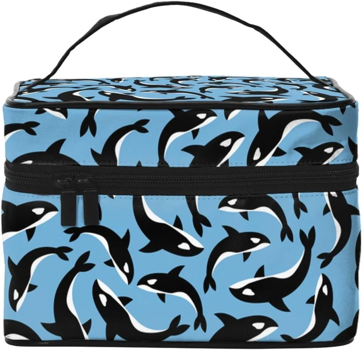 Women Travel Makeup Bag Portable Toiletry Bag Killer Whales Orca Cosmetic Bag Fashion Wash Bags