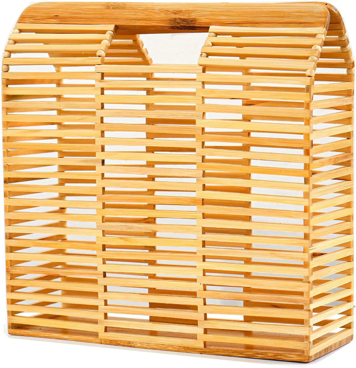 Women's Bamboo Handbag by Handmade Straw Bag,Tote Bamboo Purse Natural Basket Bag for Summer Beach