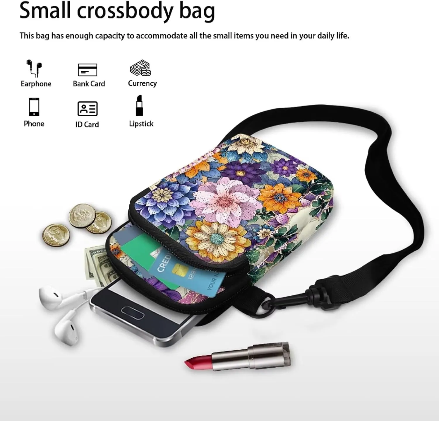 Women's Double Layer Shoulder Bag with Adjustable Strap Multi Zipper Pocket Crossbody Purse Satchel Clutch Handbag