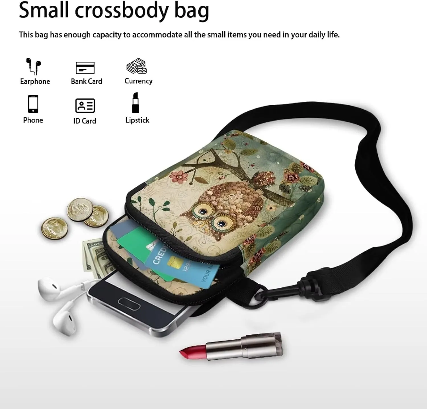 Women's Double Layer Shoulder Bag with Adjustable Strap Multi Zipper Pocket Crossbody Purse Satchel Clutch Handbag