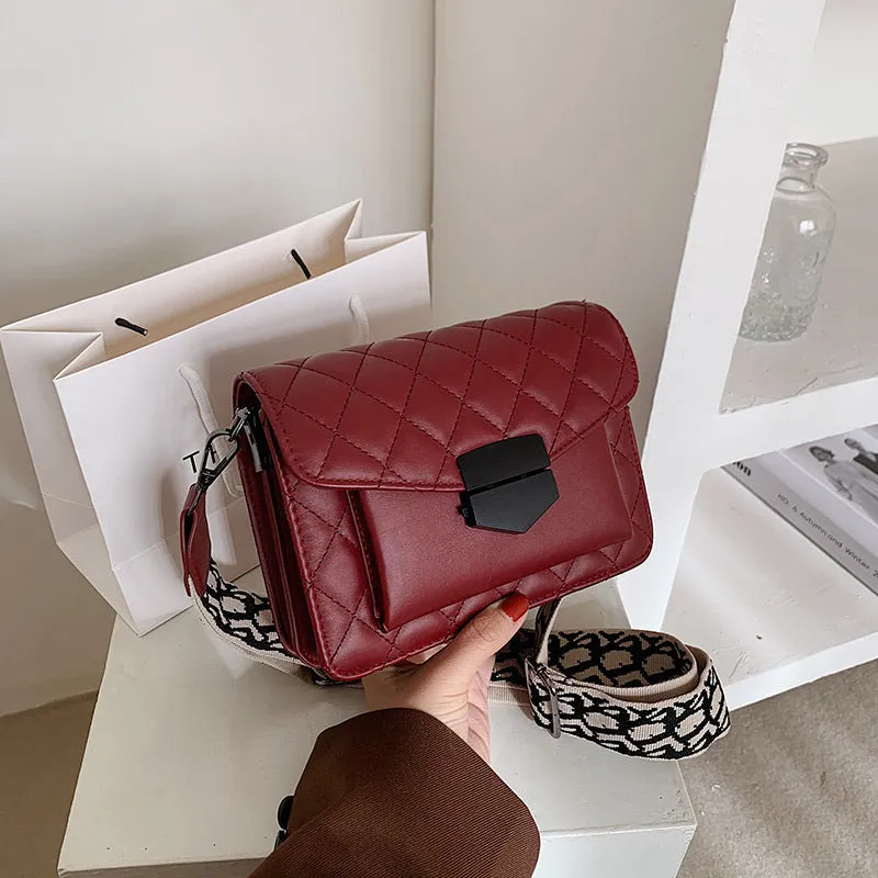 Women's Durable Fashionable Korean Rhombus Embroidered Crossbody Bags