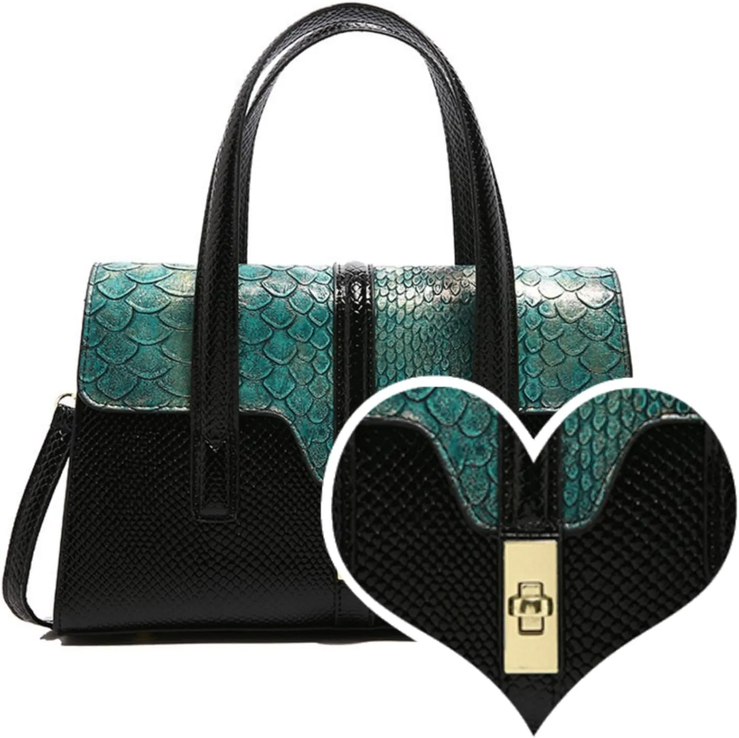 Womens Fashion Snakeskin Evening Handbag Top Handle Clutch Purse Chain Shoulder Cross-body Bag