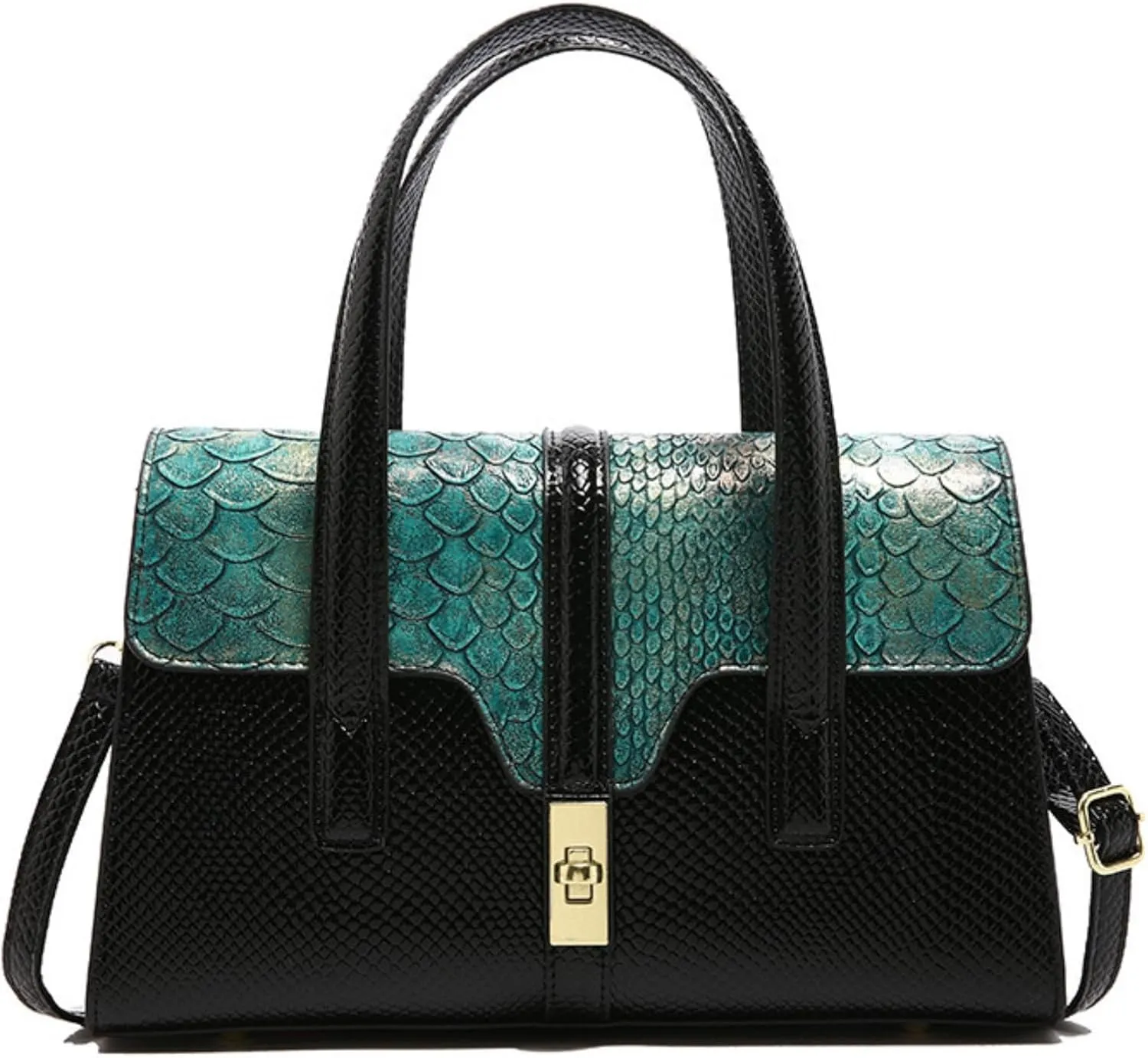 Womens Fashion Snakeskin Evening Handbag Top Handle Clutch Purse Chain Shoulder Cross-body Bag