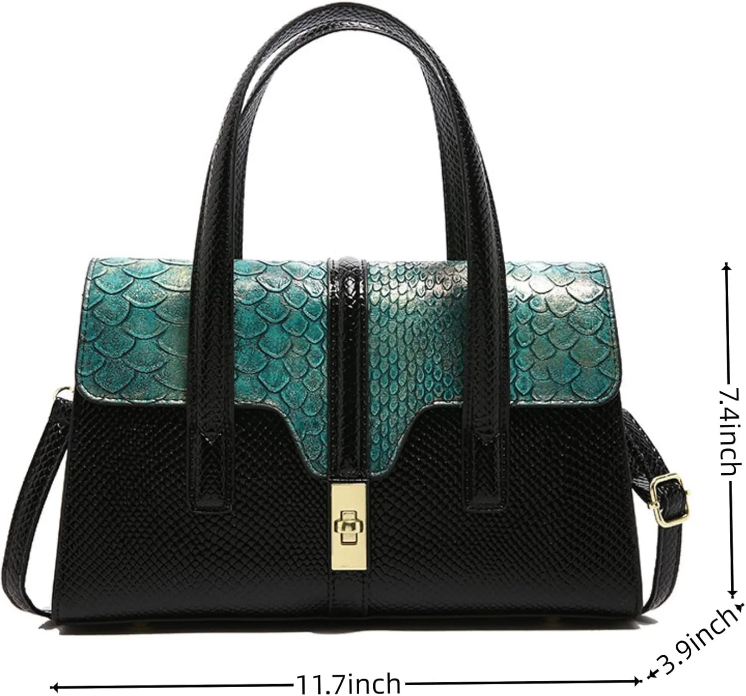 Womens Fashion Snakeskin Evening Handbag Top Handle Clutch Purse Chain Shoulder Cross-body Bag