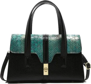 Womens Fashion Snakeskin Evening Handbag Top Handle Clutch Purse Chain Shoulder Cross-body Bag