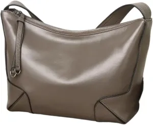 Women's Handbag Genuine Leather for Crossbag Shoulder Bag Adjustable Strap (Grey)