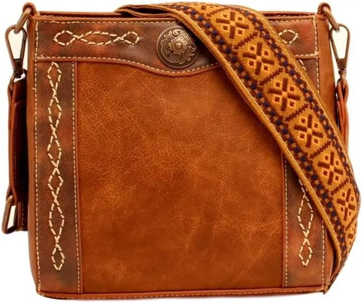 Women's Ivy Copper Concho Concealed Carry Crossbody Bag Tan One Size