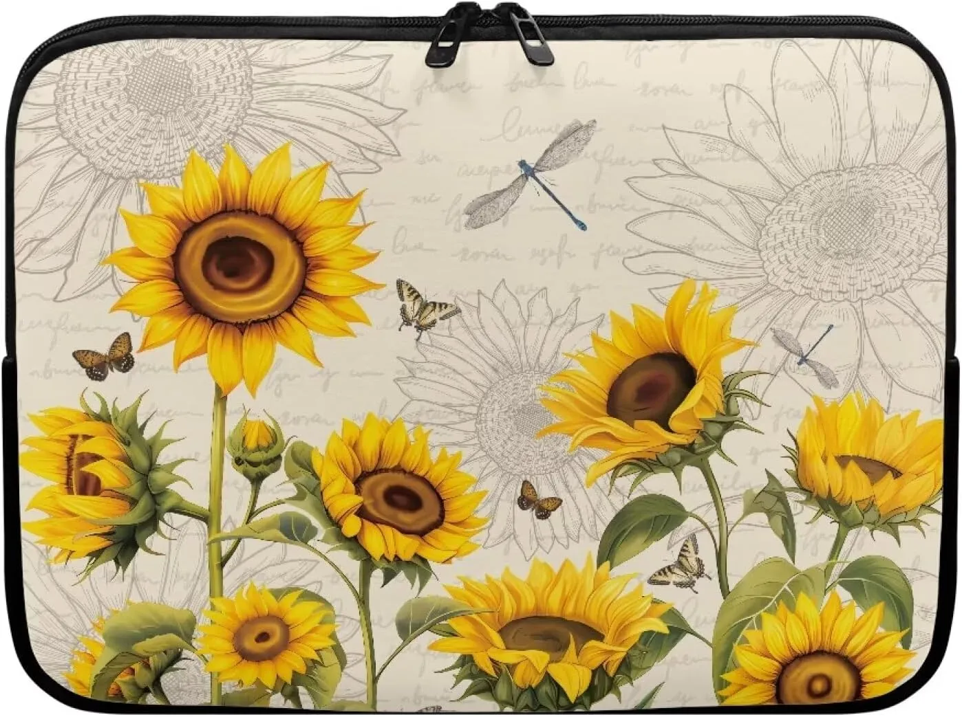 Women's Laptop Sleeve 17 inch, Retro Sunflower Polyester Computer Carrying Bags for Men Dust Proof Protective Case Office Briefcase Handbag with Zipper for Travling