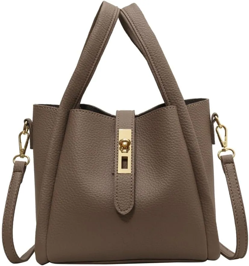 Women's Leather Tote Handbag with Zipper Closure, Shoulder Backpack Stylish Vintage Bucket Bag Crossbody Bag