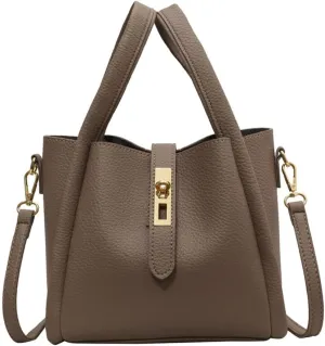 Women's Leather Tote Handbag with Zipper Closure, Shoulder Backpack Stylish Vintage Bucket Bag Crossbody Bag