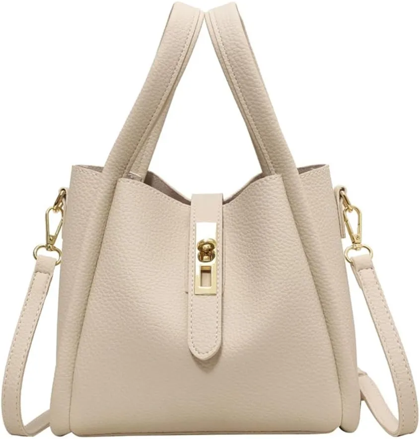 Women's Leather Tote Handbag with Zipper Closure, Shoulder Backpack Stylish Vintage Bucket Bag Crossbody Bag