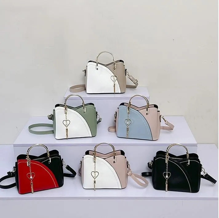 Women's Patchwork Tote Bag Stylish Contrasting Shoulder Bag Fashion Top Handle Tassels Bags Color Block Cute Purse