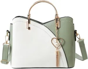 Women's Patchwork Tote Bag Stylish Contrasting Shoulder Bag Fashion Top Handle Tassels Bags Color Block Cute Purse