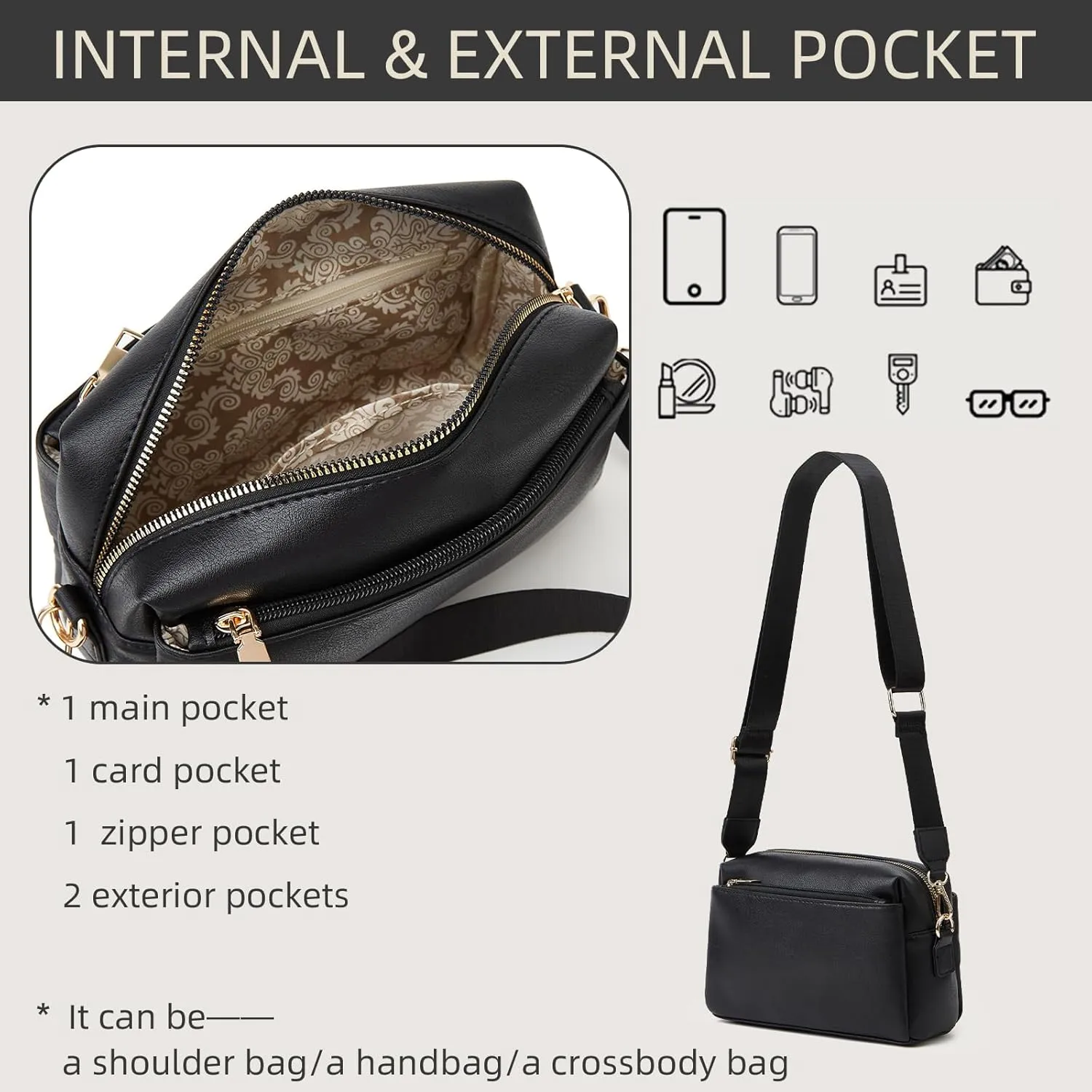 Women's Shoulder Bag, Minimalist Armpit Bag, PU Crossbody Bag, Adjustable Handbag, Small Square Bag