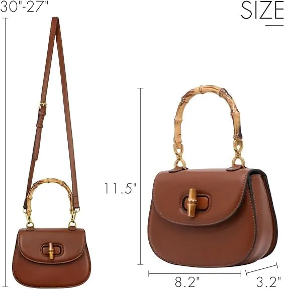 Womens Tote Bag,Bamboo Shaped Top Handle Satchel Crossbody