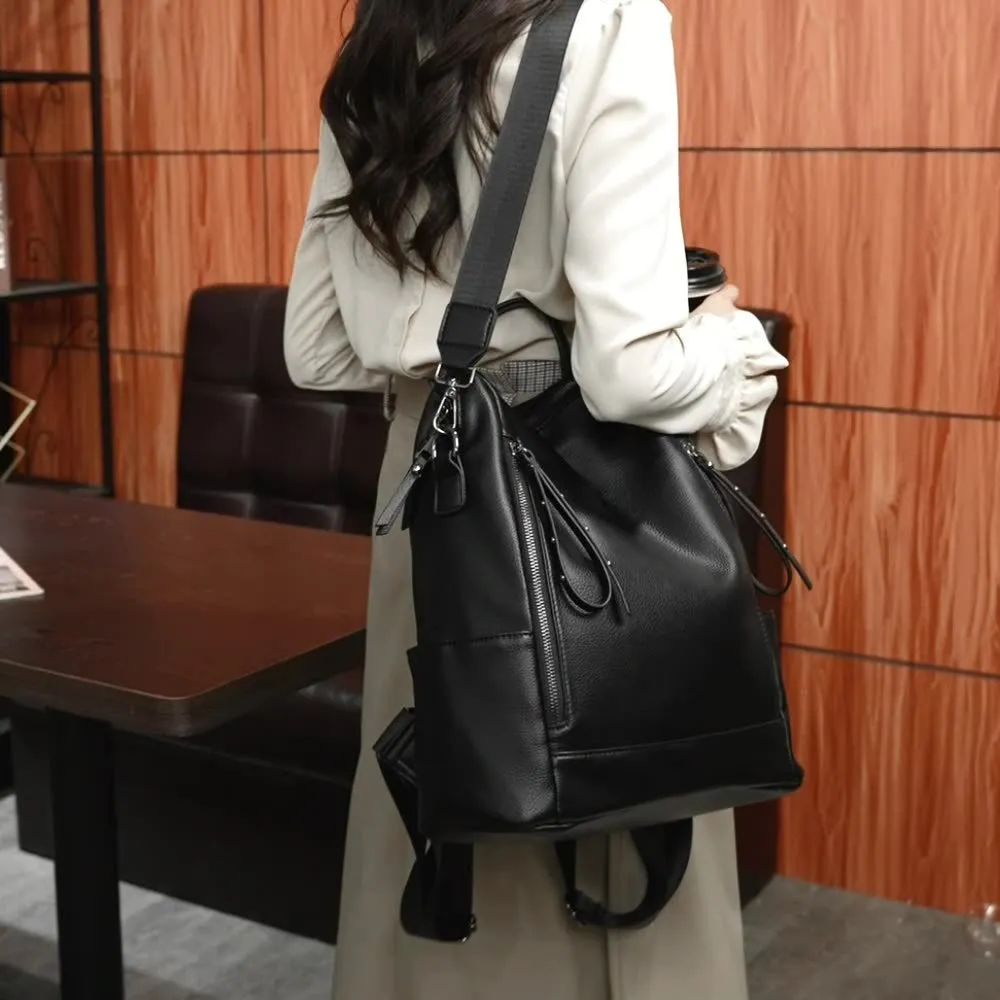 Women's Trendy Fashionable Simple Soft Leather Backpacks