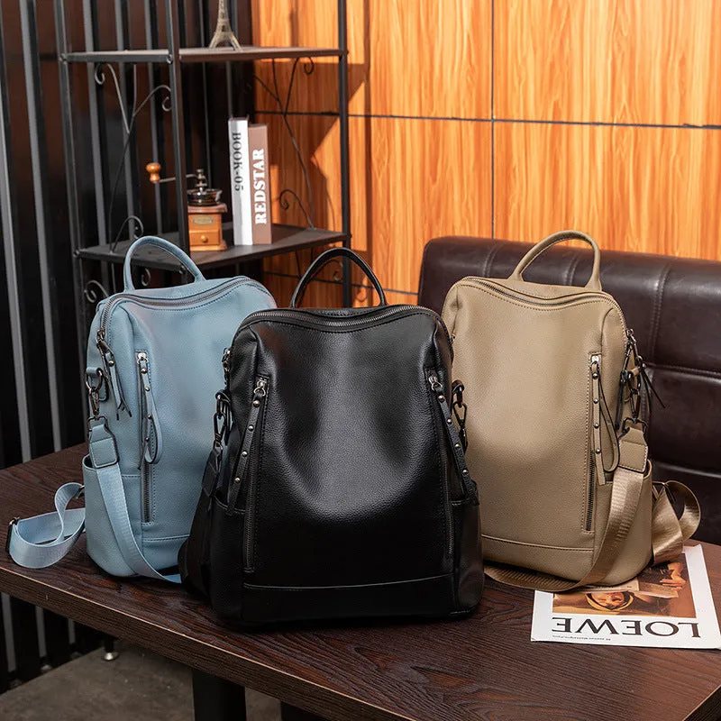 Women's Trendy Fashionable Simple Soft Leather Backpacks