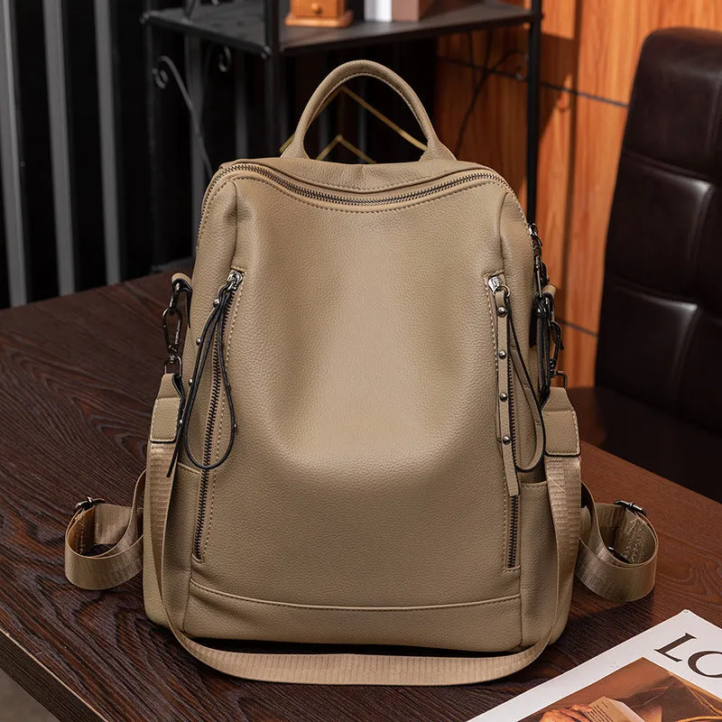 Women's Trendy Fashionable Simple Soft Leather Backpacks