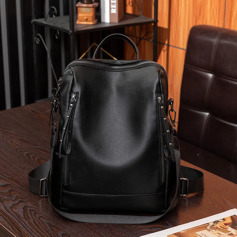 Women's Trendy Fashionable Simple Soft Leather Backpacks