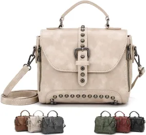 Womens Vintage Rivet Saddle Shoulder Bag Crossbody Bag Sling Bag Shopper Travel Satchel