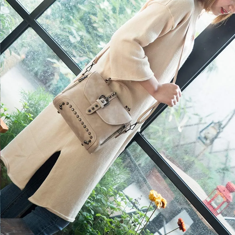Womens Vintage Rivet Saddle Shoulder Bag Crossbody Bag Sling Bag Shopper Travel Satchel