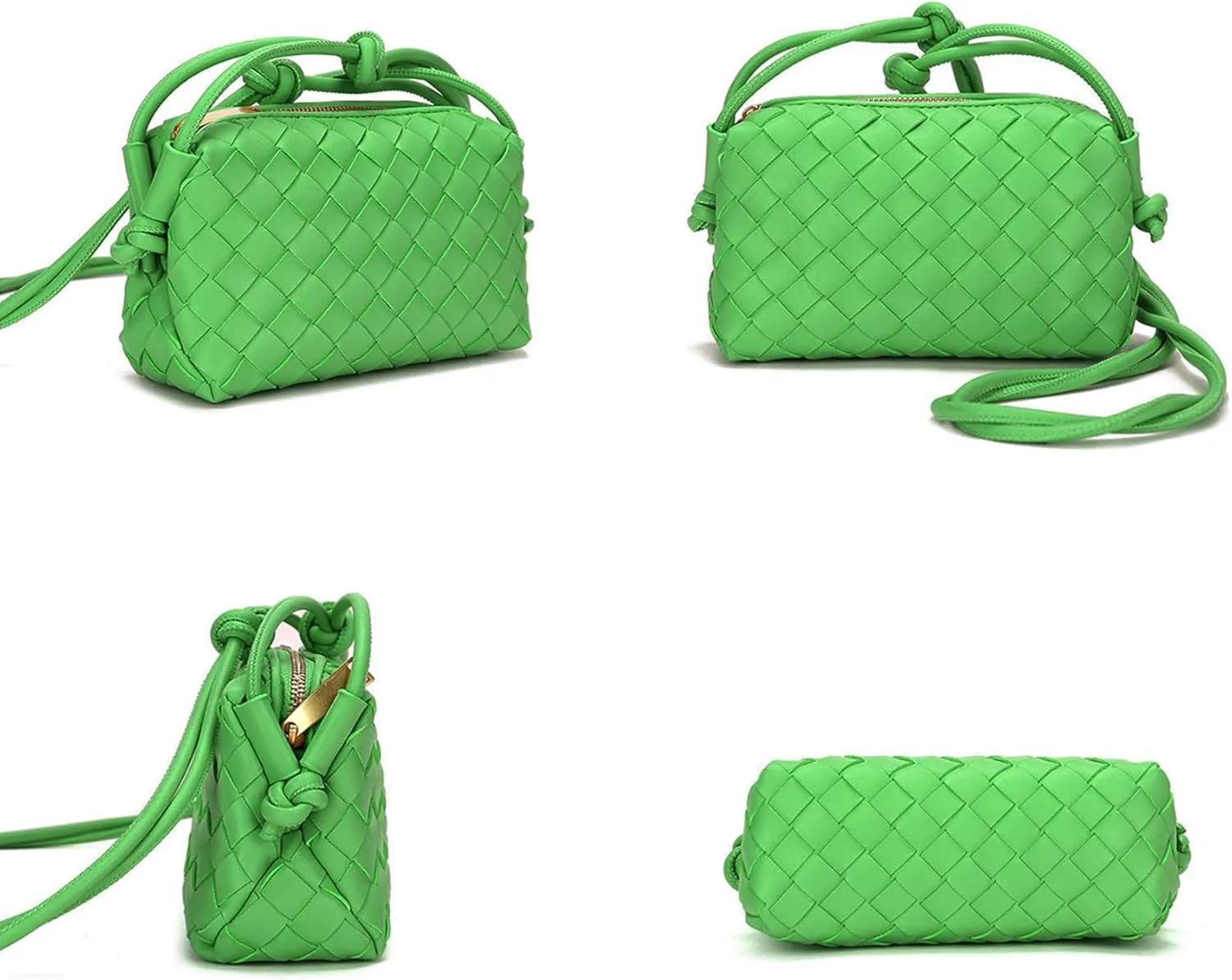 Woven Crossbody Bags For Women, Small Handmade Purse Clutch Shoulderbag Handbag, Zipper Closure