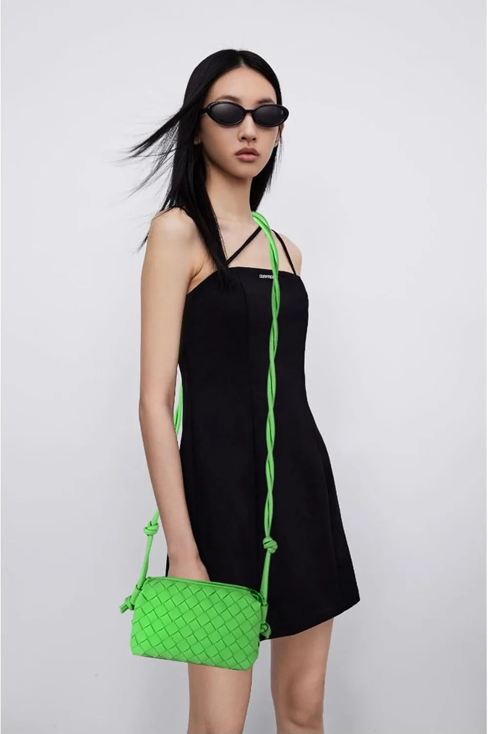 Woven Crossbody Bags For Women, Small Handmade Purse Clutch Shoulderbag Handbag, Zipper Closure