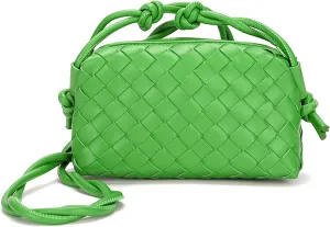 Woven Crossbody Bags For Women, Small Handmade Purse Clutch Shoulderbag Handbag, Zipper Closure