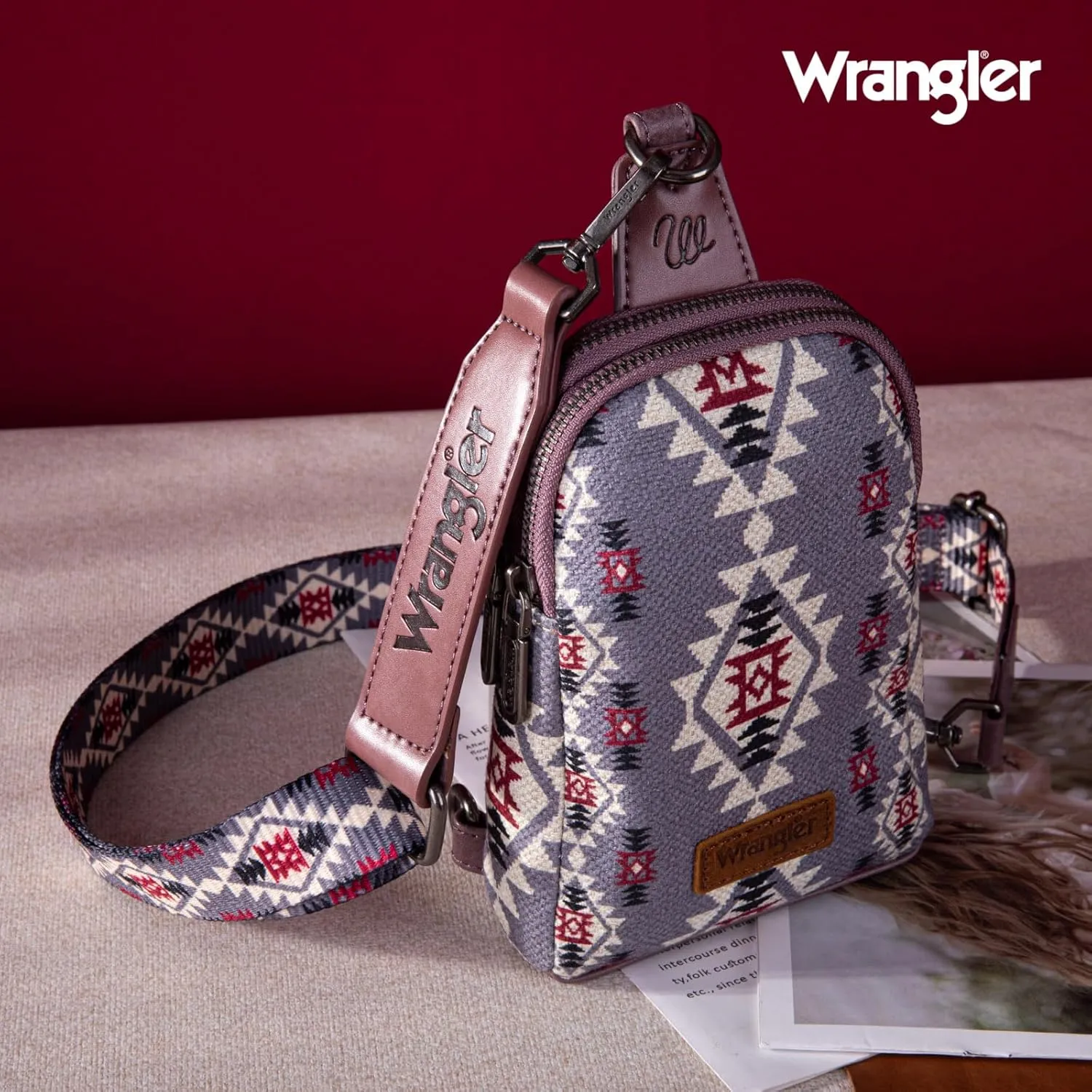 Wrangler Aztec Sling Bag - Southwest Crossbody Trendy Chest Bag