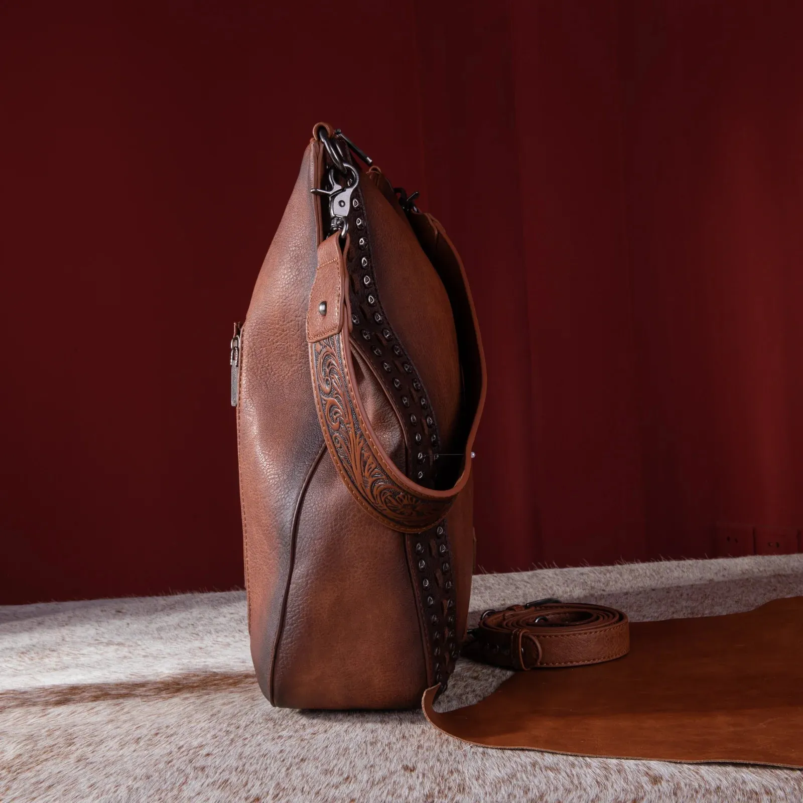 Wrangler Riveted Concealed Carry Oversized Crossbody in Brown