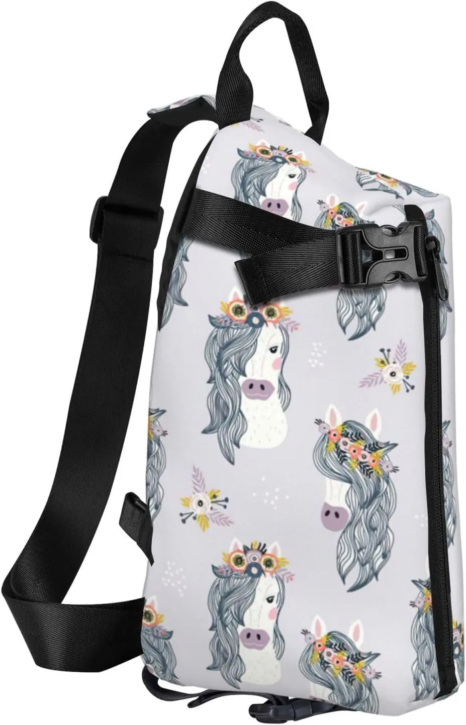 WURTON Adorable Horses Print Crossbody Backpack Cross Pack Lightweight Sling Bag Travel, Hiking