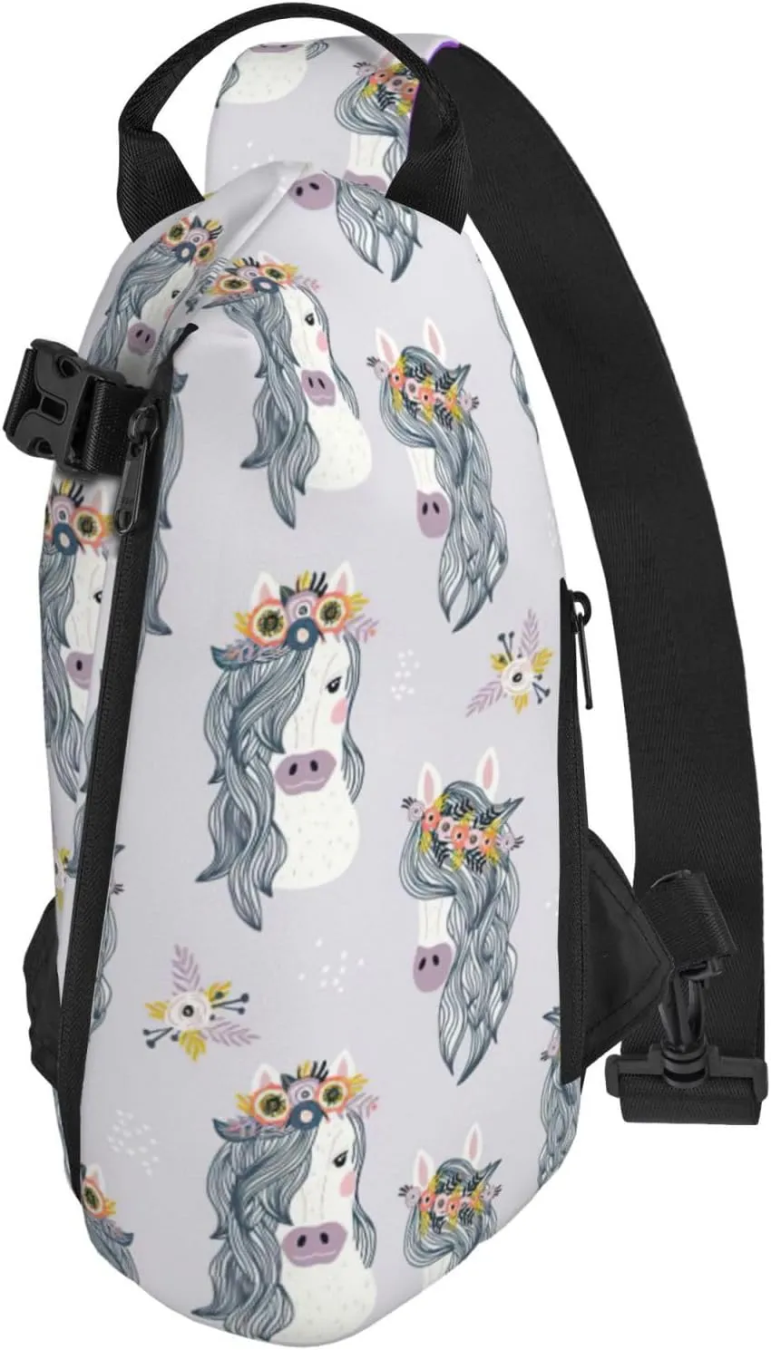 WURTON Adorable Horses Print Crossbody Backpack Cross Pack Lightweight Sling Bag Travel, Hiking
