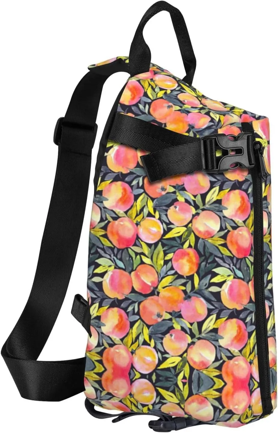 Wurton Colorful Peach Print Travel Crossbody Backpack Bag,Lightweight Sling Bag For Travel Unisex