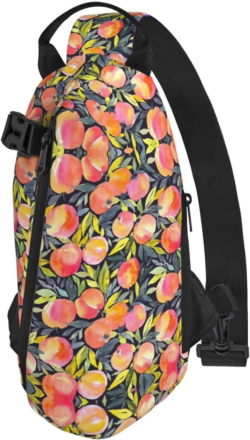 Wurton Colorful Peach Print Travel Crossbody Backpack Bag,Lightweight Sling Bag For Travel Unisex