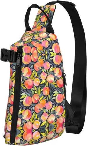 Wurton Colorful Peach Print Travel Crossbody Backpack Bag,Lightweight Sling Bag For Travel Unisex