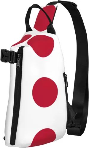 WURTON Japanese Flag Print Crossbody Backpack Cross Pack Lightweight Sling Bag Travel, Hiking