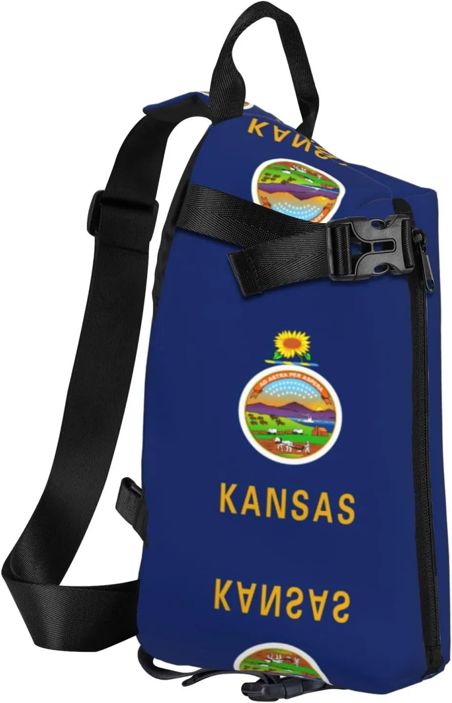 WURTON Kansas State Flag Print Crossbody Backpack Cross Pack Lightweight Sling Bag Travel, Hiking