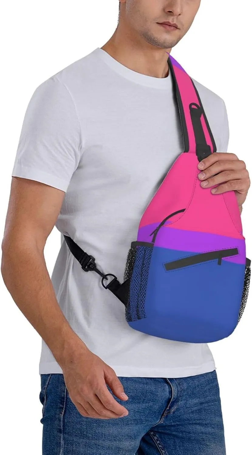 WURTON Pride Flag Print Crossbody Sling Backpack Sling Bag Travel Hiking Chest Bag Daypack