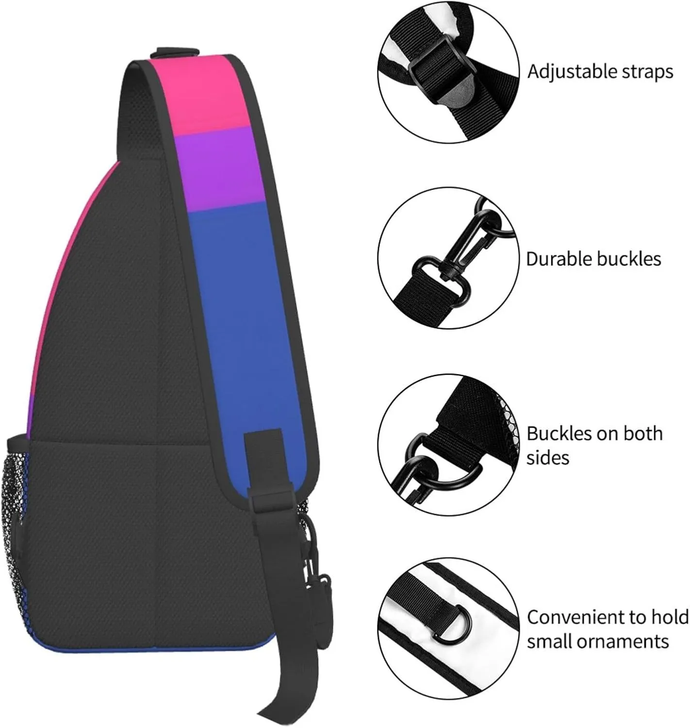WURTON Pride Flag Print Crossbody Sling Backpack Sling Bag Travel Hiking Chest Bag Daypack