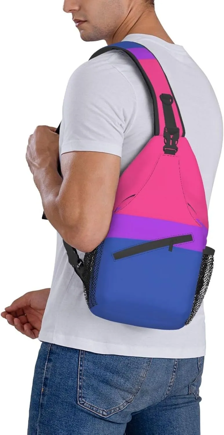 WURTON Pride Flag Print Crossbody Sling Backpack Sling Bag Travel Hiking Chest Bag Daypack