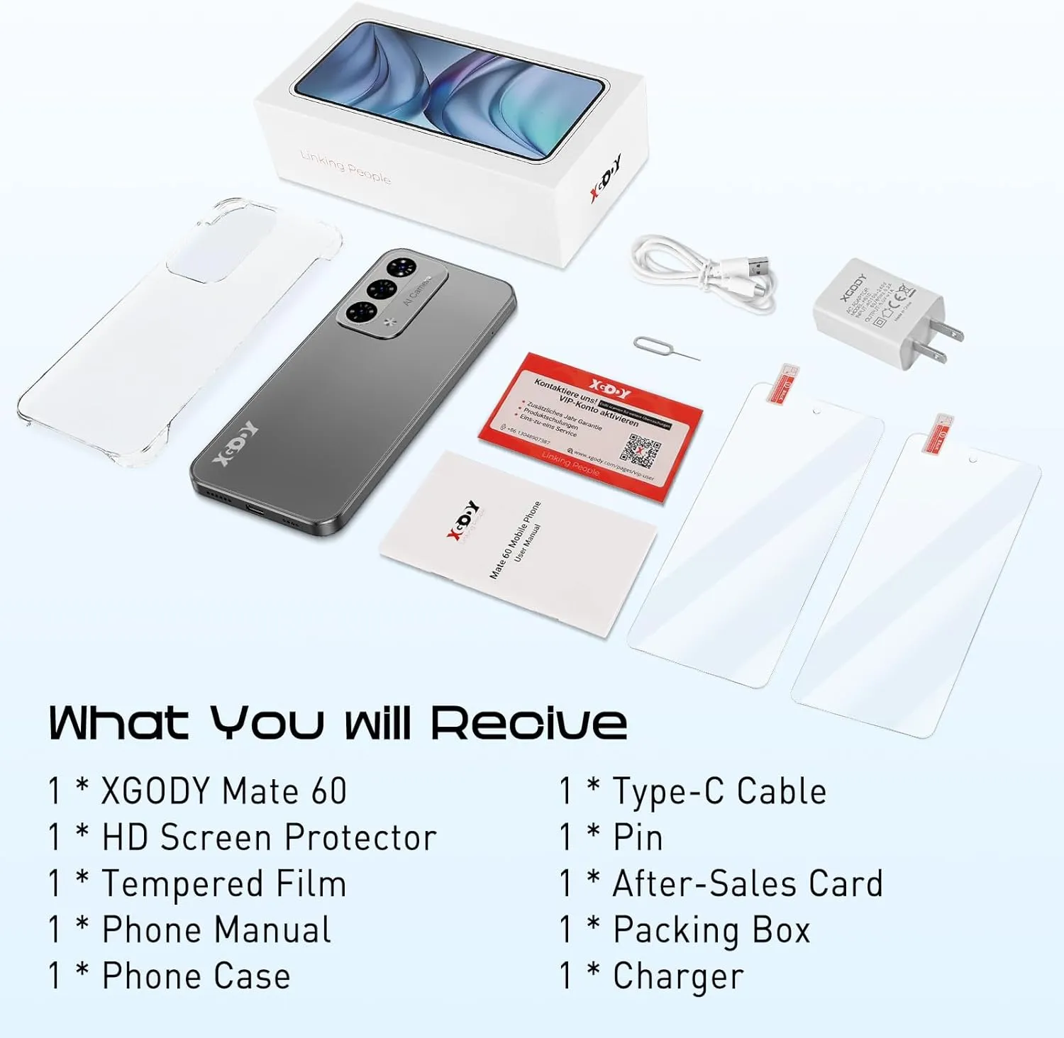 Xgody Unlock Phone Mate 60,6.79 Inch HD  Screen Smartphone,4G Dual SIM Cheap Mobile Phones 4GB  128GB Expanded 512G 5280mAh 21MP Camera T-Mobile Android Phone with Finger&Face Unlock Pearl Grey