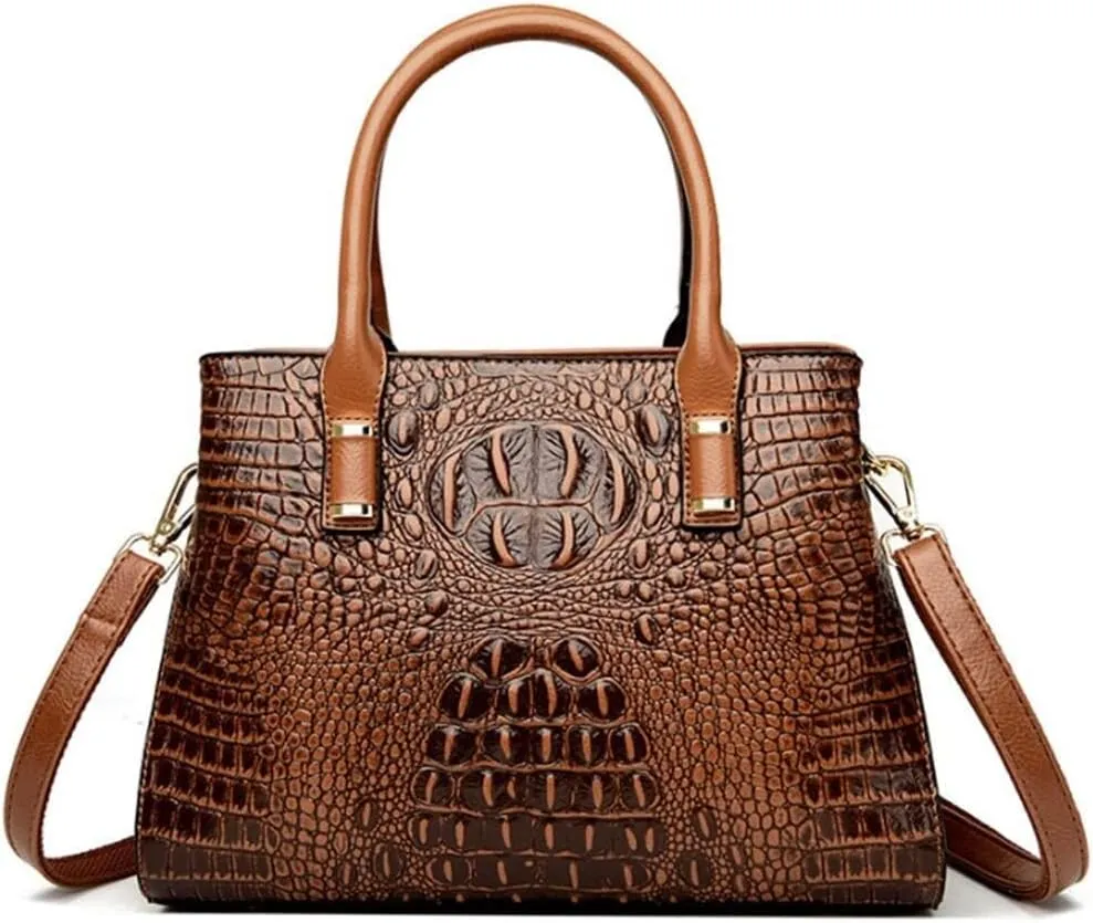 XXGJOALD-Handbag Tote Purse for Women Crocodile Pattern Embossed Top-handle Satchel Fuax Leather Shoulder Bag