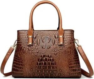 XXGJOALD-Handbag Tote Purse for Women Crocodile Pattern Embossed Top-handle Satchel Fuax Leather Shoulder Bag