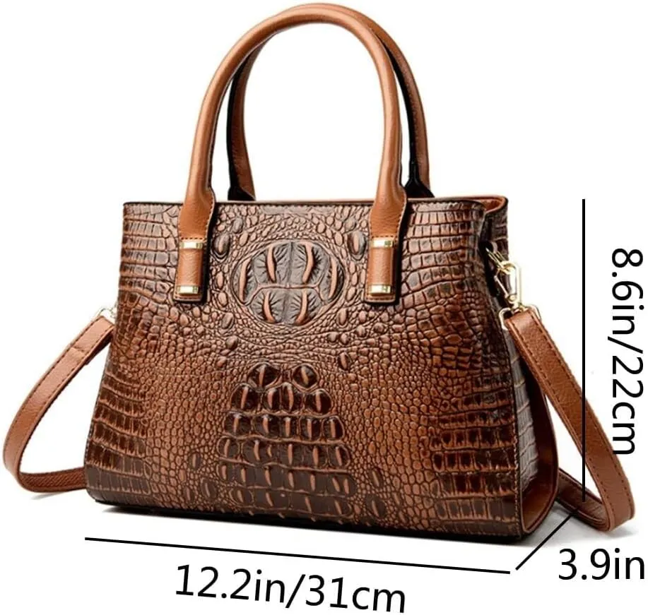 XXGJOALD-Handbag Tote Purse for Women Crocodile Pattern Embossed Top-handle Satchel Fuax Leather Shoulder Bag