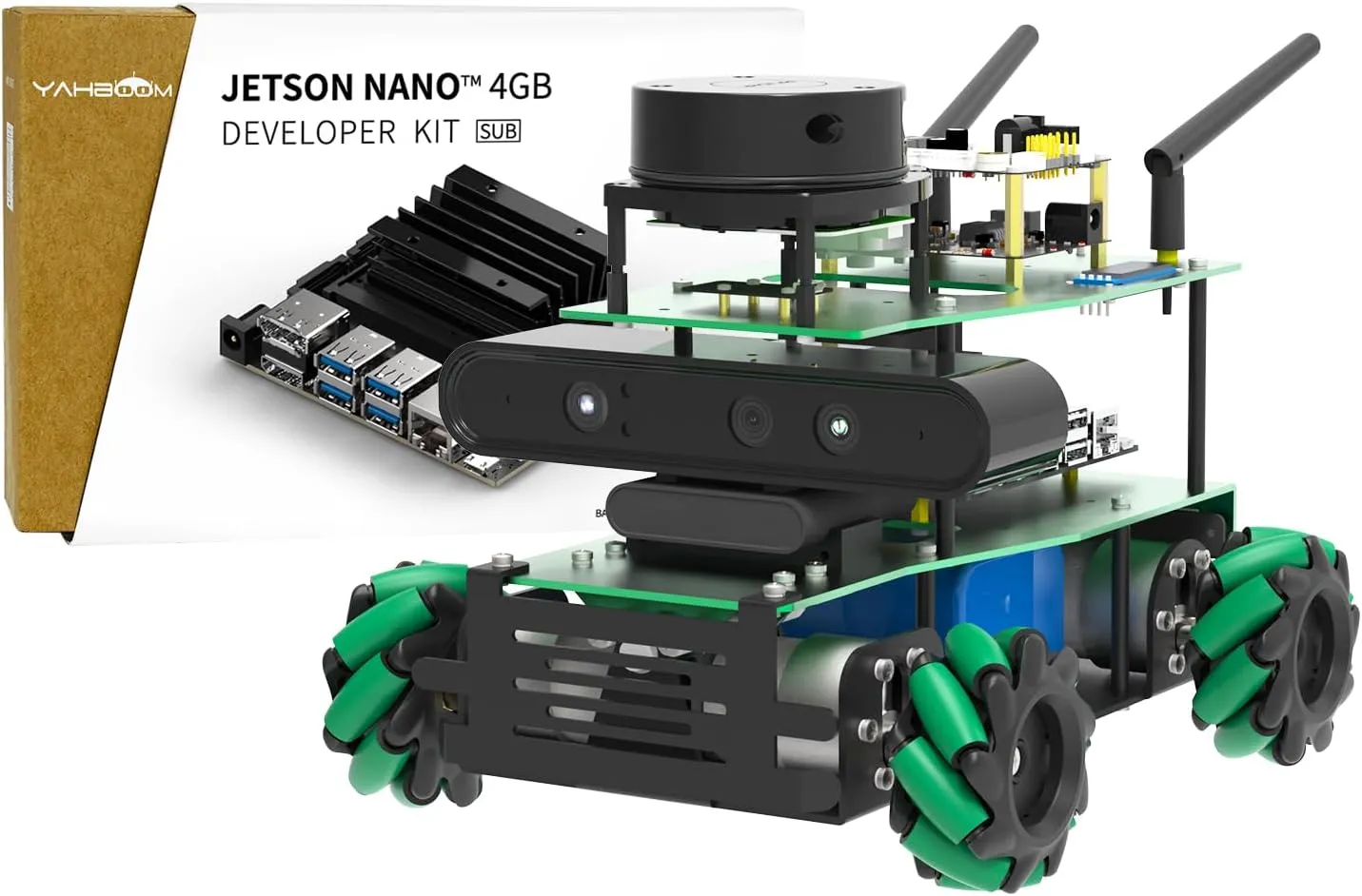 Yahboom ROS2 Robotic Kit AI Camera Python Programmabl Mecanum Wheel Chassis Car Voice Interactive Control ORBSLAM2 Octomap Mapping for Jetson Nano
