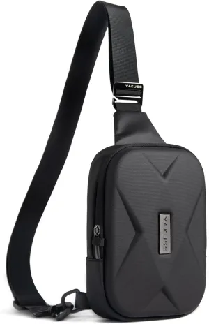 YaKuss Hard Shell Sling Bag, Anti-theft Crossbody Bag for Women Men Lightweight Shoulder Chest Casual Backpack for Travel Daily, Black