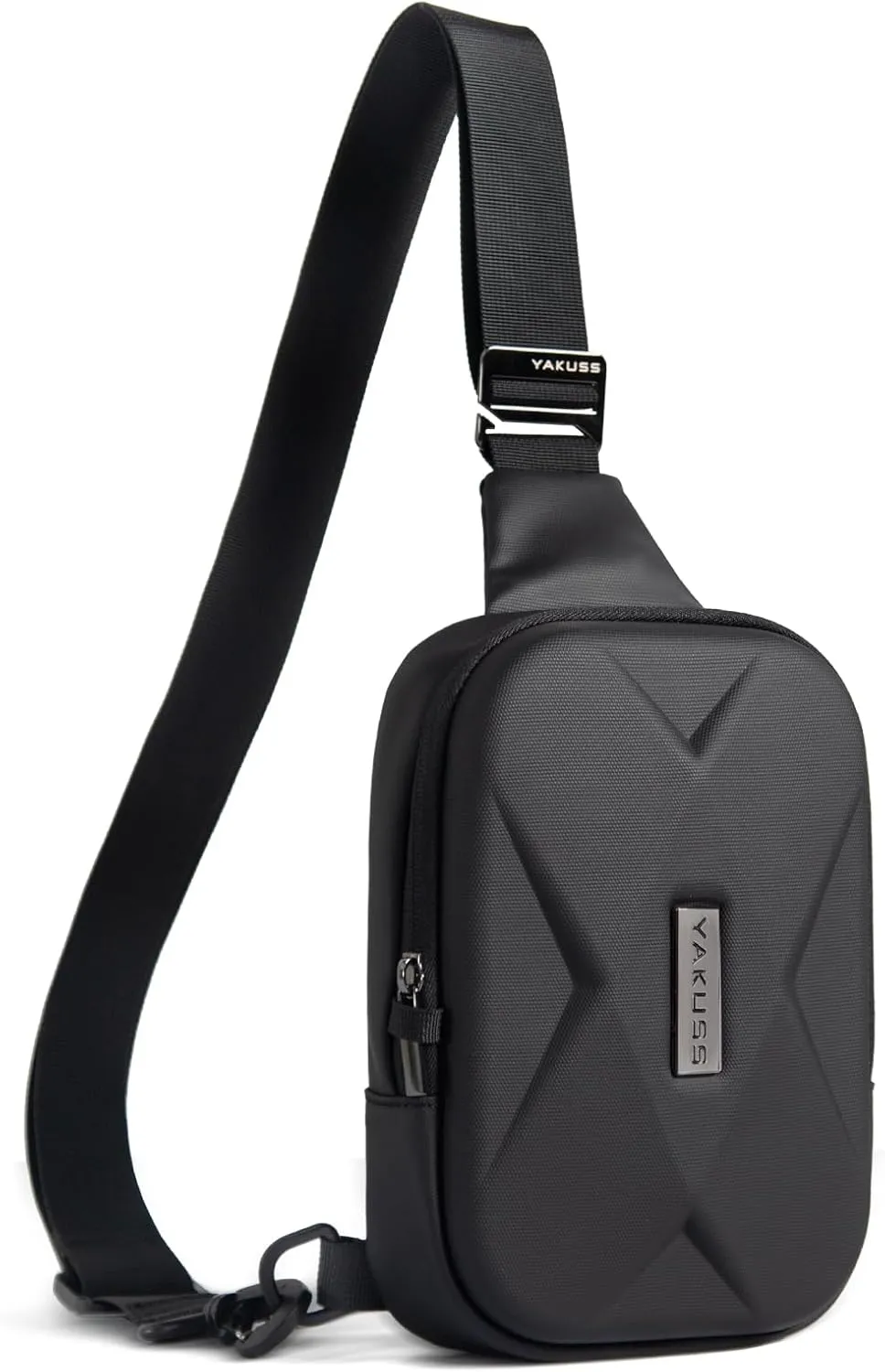 YaKuss Hard Shell Sling Bag, Anti-theft Crossbody Bag for Women Men Lightweight Shoulder Chest Casual Backpack for Travel Daily, Black