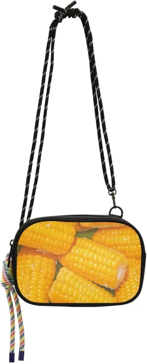 Yellow Corn Illustration Mini Crossbody Bag Women Trendy with Credit Card Slots Small Black Purses Have a meal bolsa de mano para mujer elegante