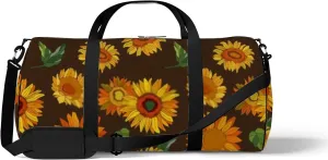 Yellow Vintage Elegant Abstract Sunflower Sports Bag Tote Bag Waterproof Gym Bag with Shoulder Strap Zipper 2 Side Pockets for Men and Women, Travel and Storage Shoulder Bag.