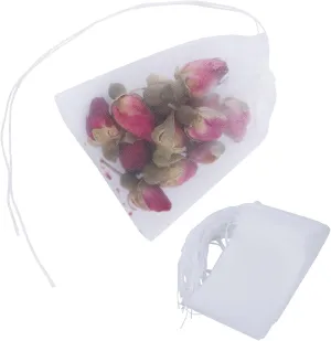 YICHEN 100pcs Tea Filter bags, Disposable Unbleached Tea Bags with Drawstring for Loose Tea, safe and clean Nylon material, white Small Empty Tea Bags 3 x 2.4 inch.